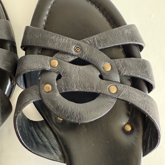 Cole Haan Black Slide Sandals with Gold Accents - Picture 12 of 14